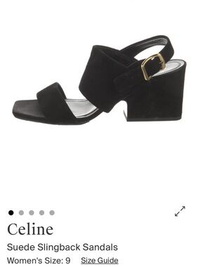 Celine Black Suede Block Heel Slingback Sandals
